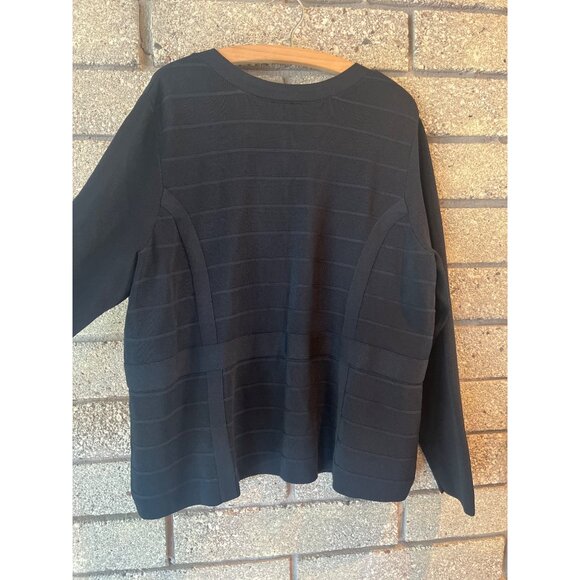 Lane Bryant Knit Black Textured Zip-Front Cardigan Jacket Sz 22/24 Gold Hardware - Picture 6 of 8